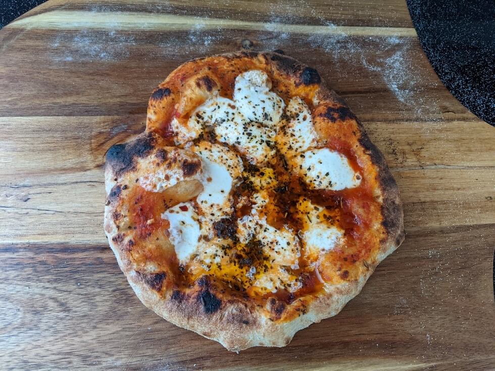 Pizza made in an Ooni Pizza Oven